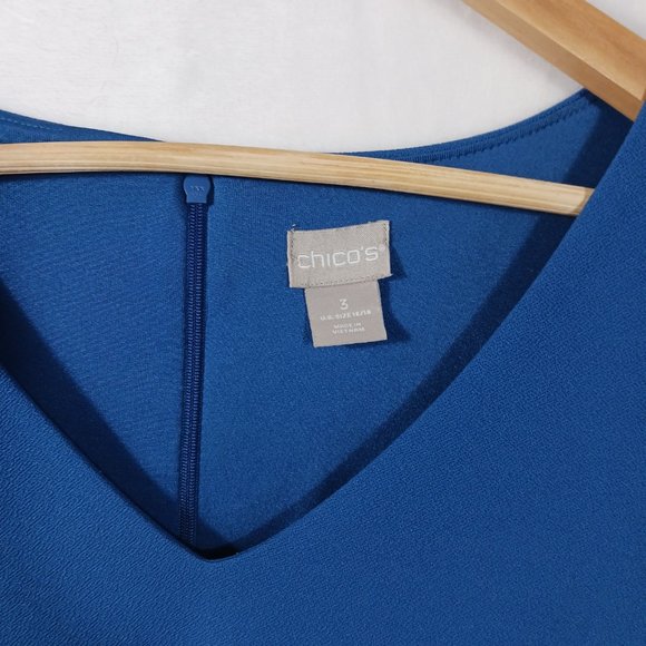 Chico's, Duchess Blue, Solid Full Cut Dress. Chicos size 3, or U.S. size 16/XL - Picture 5 of 10